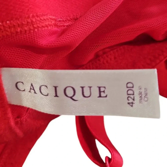Cacique Lace Plunge Cleavage Solution Underwire Bra Red Size 42DD - Picture 5 of 6